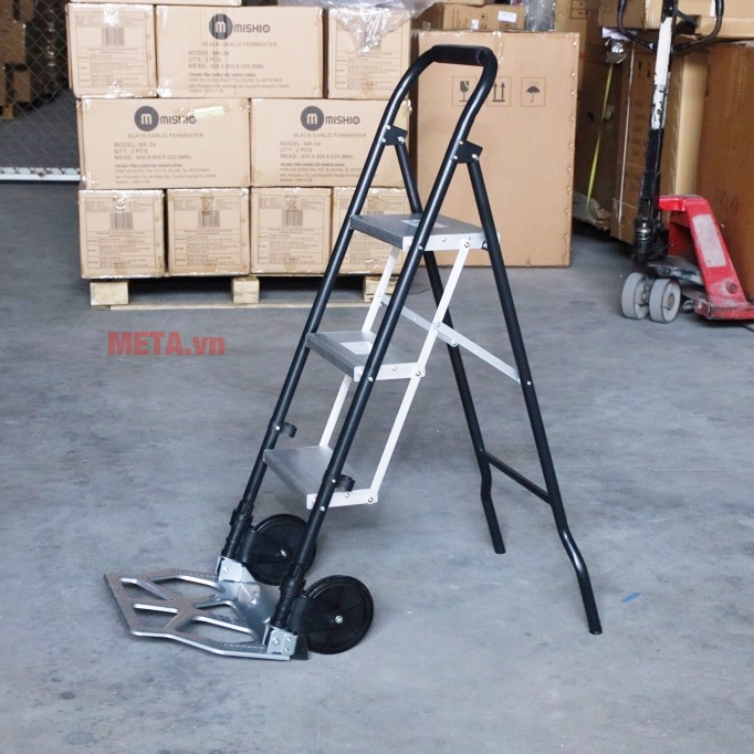 Thang nhôm kết hợp xe đẩy hàng