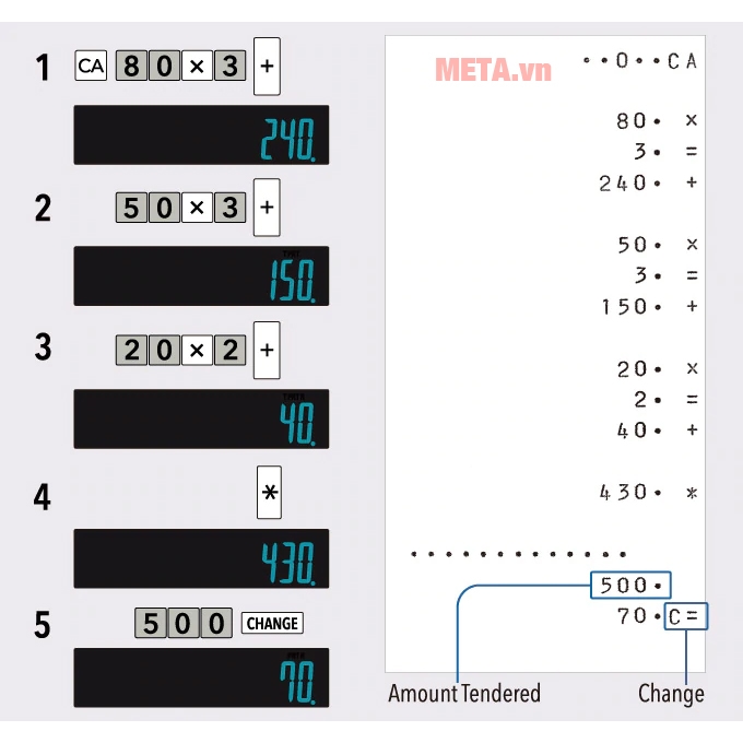 Máy tính in bill Casio DR-140R-WE