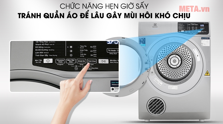 Máy sấy Electrolux EDV805JQSA có tính năng hẹn giờ sấy khô tiện lợi