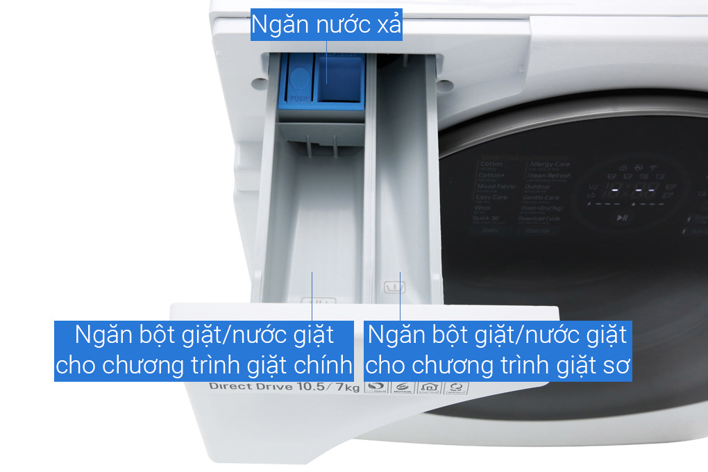 Máy giặt sấy LG Inverter 10.5 kg FG1405H3W1 (Sấy 7kg)