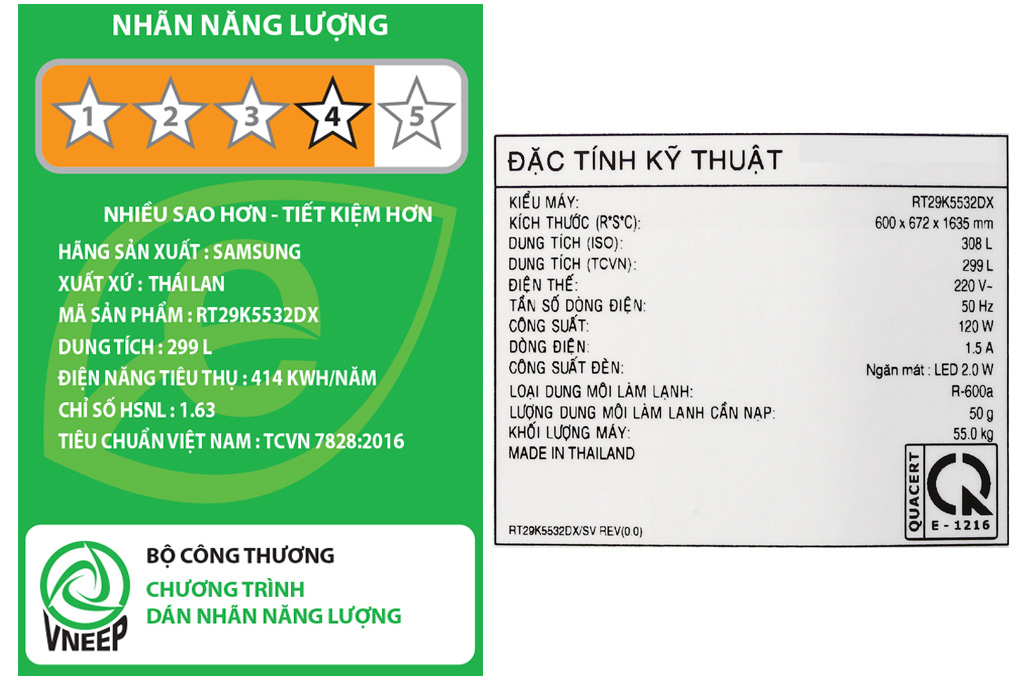 Tủ lạnh Samsung Inverter 299 lít RT29K5532DX/SV