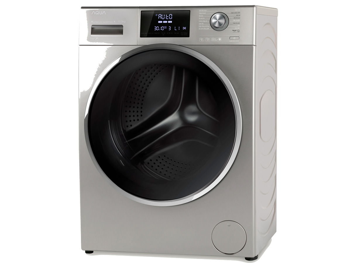 Máy giặt lồng ngang Aqua 10.5kg AQD-DD1050E.S - Màu bạc