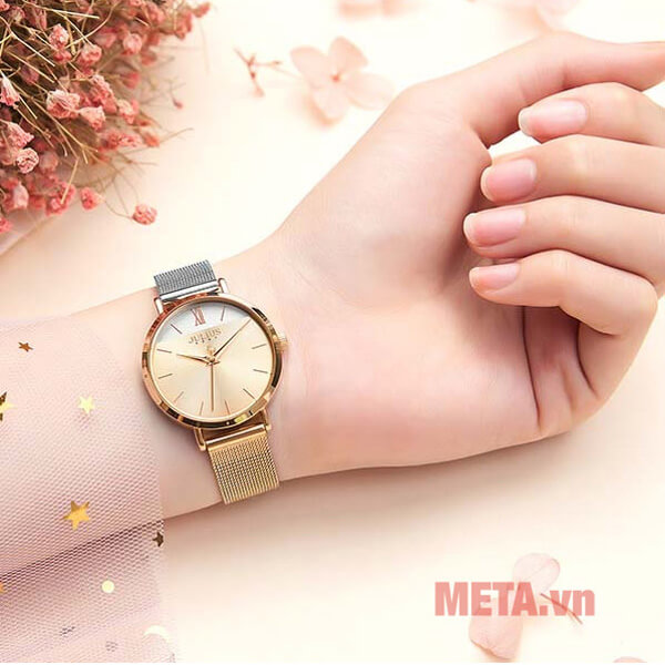 Đồng hồ nữ JA-1237 Julius Hàn Quốc dây thép
