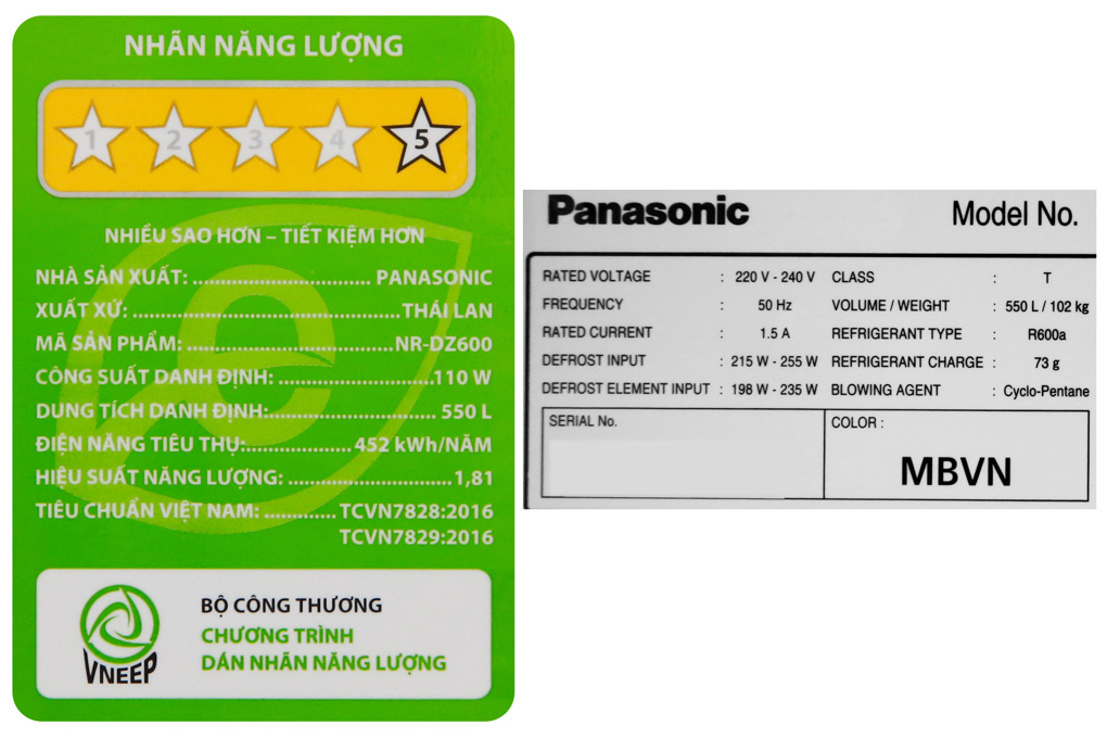Tủ lạnh Panasonic Inverter 550 lít NR-DZ600MBVN