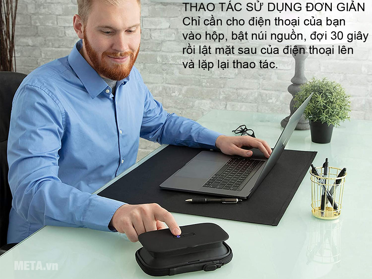 Hộp khử khuẩn công nghệ tia UV HoMedics SAN-PH100 (PH100BKA-4PK) - Pin sạc