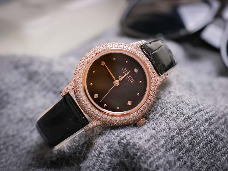 Đồng hồ nữ JS-044A kính Sapphire Julius Hàn Quốc dây da