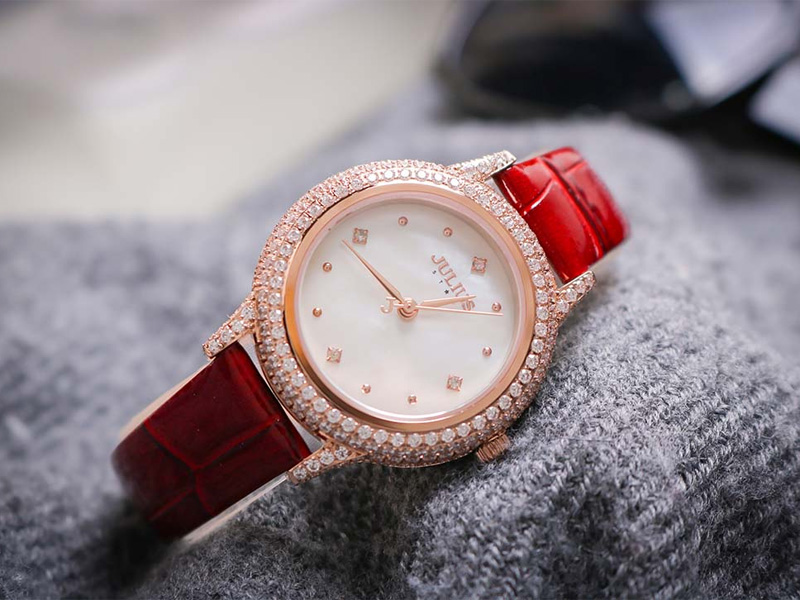 Đồng hồ nữ JS-044A kính Sapphire Julius Hàn Quốc dây da