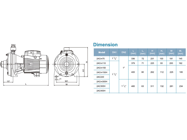 Bơm dân dụng cánh đồng Lepono 2ACM 150