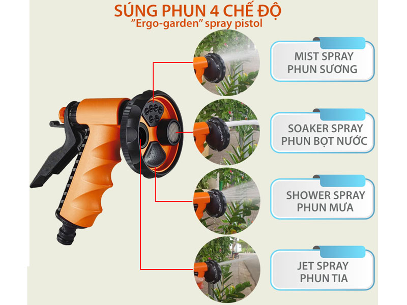 Vòi phun 4 chế độ “Ergo-garden” Claber 9391
