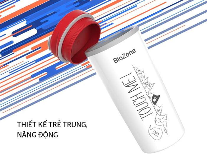 Bình cách nhiệt BioZone màu trắng đỏ KB-WA500P1WR