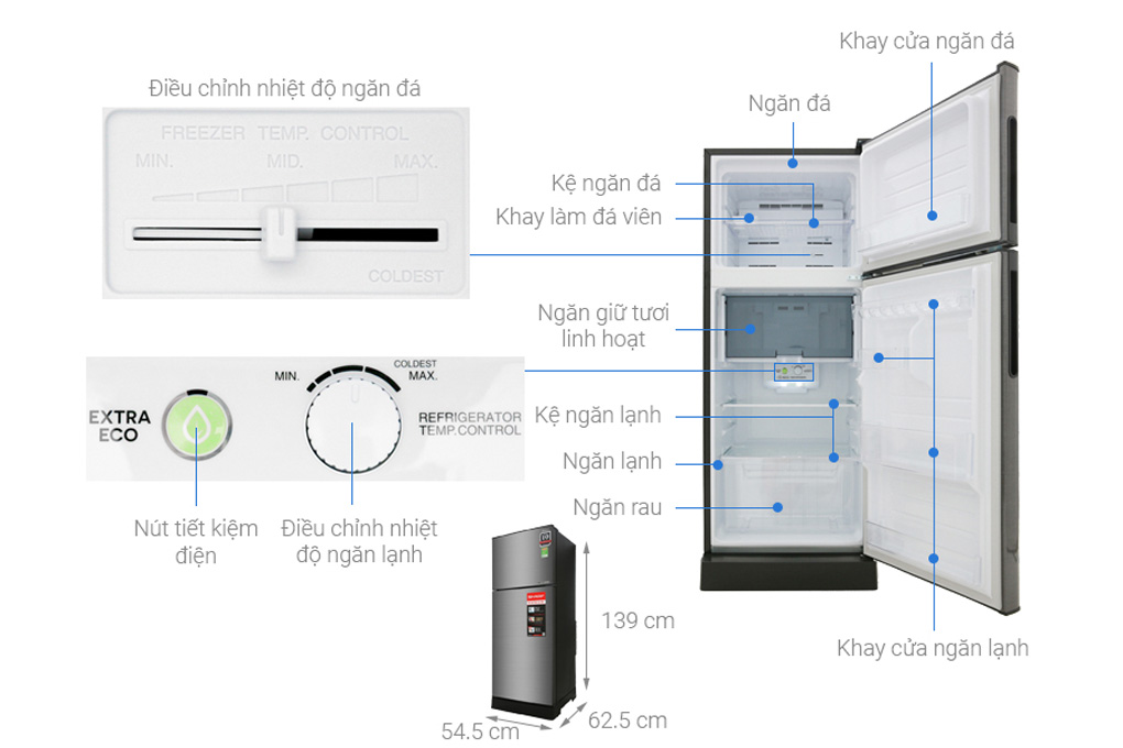 Tủ lạnh Inverter Sharp SJ-X201E-DS 196 lít
