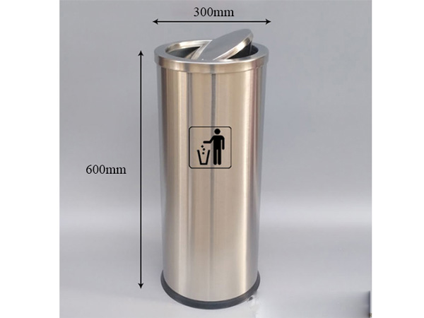 Thùng rác inox trắng nắp lật Paloca (300mm x 600mm)