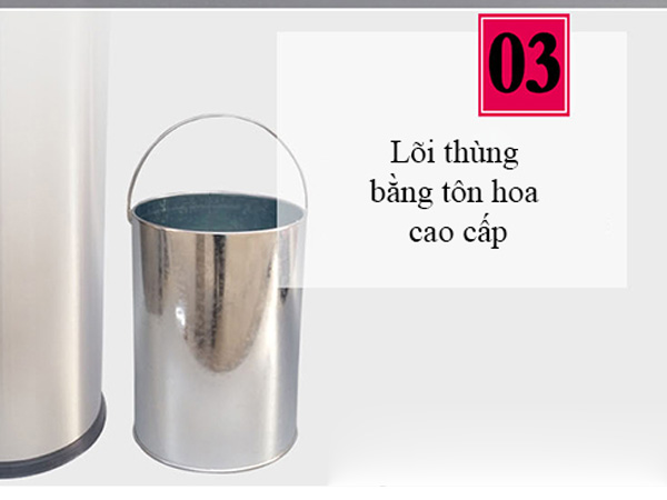 Thùng rác inox trắng nắp lật Paloca (300mm x 600mm)
