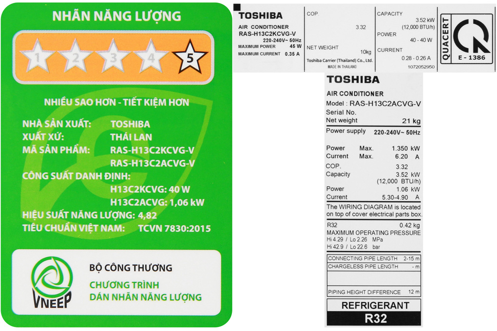 Máy lạnh Toshiba Inverter 1.5 HP RAS-H13C2KCVG-V (Mới 2020)
