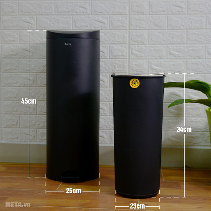 Thùng rác đạp tròn lớn Fitis RPL1-903 - 15L (đen)