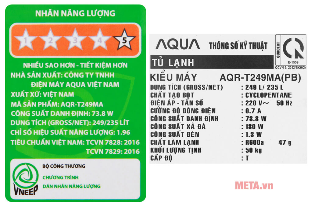 Tủ lạnh Aqua Inverter 235 lít AQR-T249MA (PB)