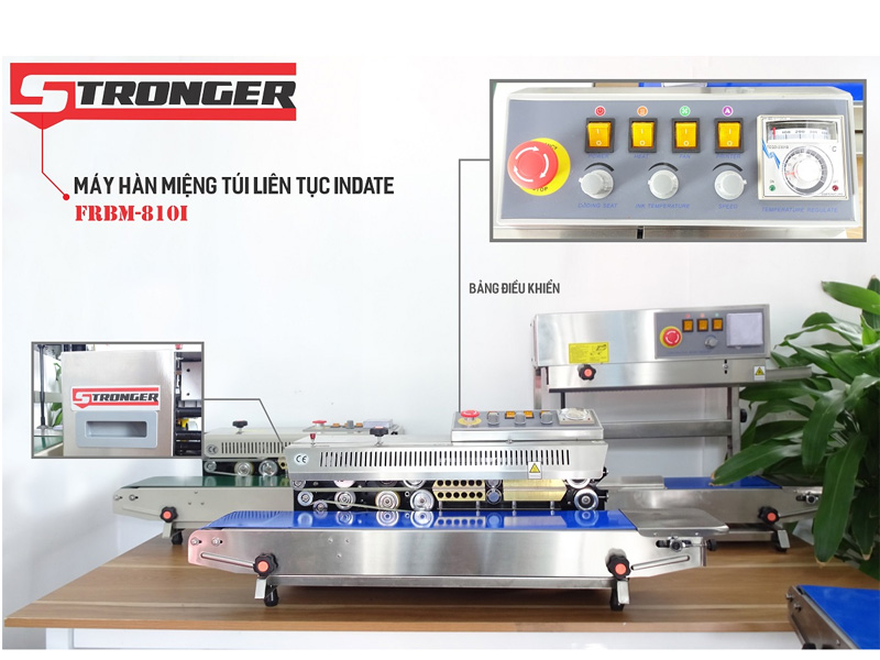 Máy hàn miệng túi liên tục có in date Stronger FRBM-810I