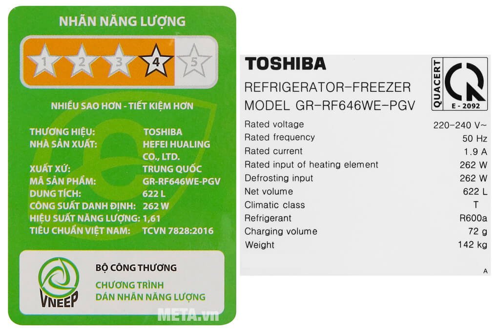 Tủ lạnh Toshiba Inverter 622 lít GR-RF646WE-PGV