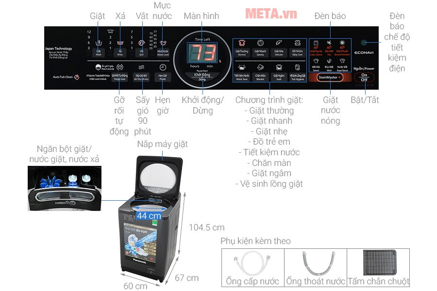 Máy giặt cửa trên Panasonic NA-FD11VR1BV (Inverter, 11.5kg)