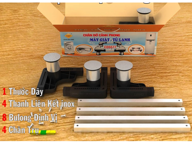 Chân đỡ máy giặt, tủ lạnh inox CD5577 (55cm - 77cm)