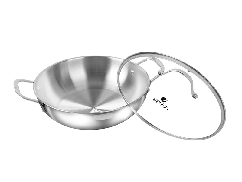 Chảo xào inox cao cấp 3 lớp đáy liền Elmich Trimax EL - 3798 size 30cm