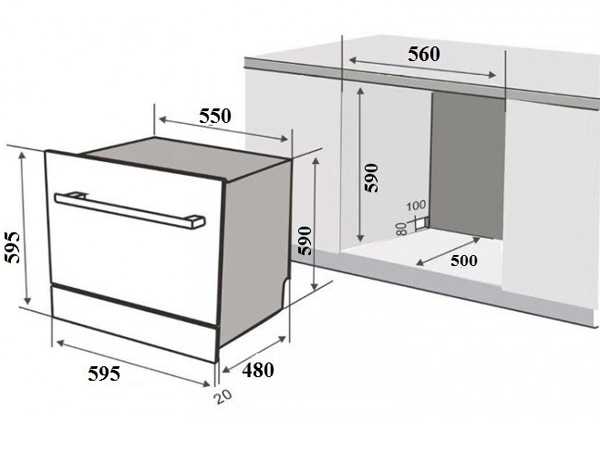 Máy rửa chén bát bán âm 8 bộ Texgio H595DT08B