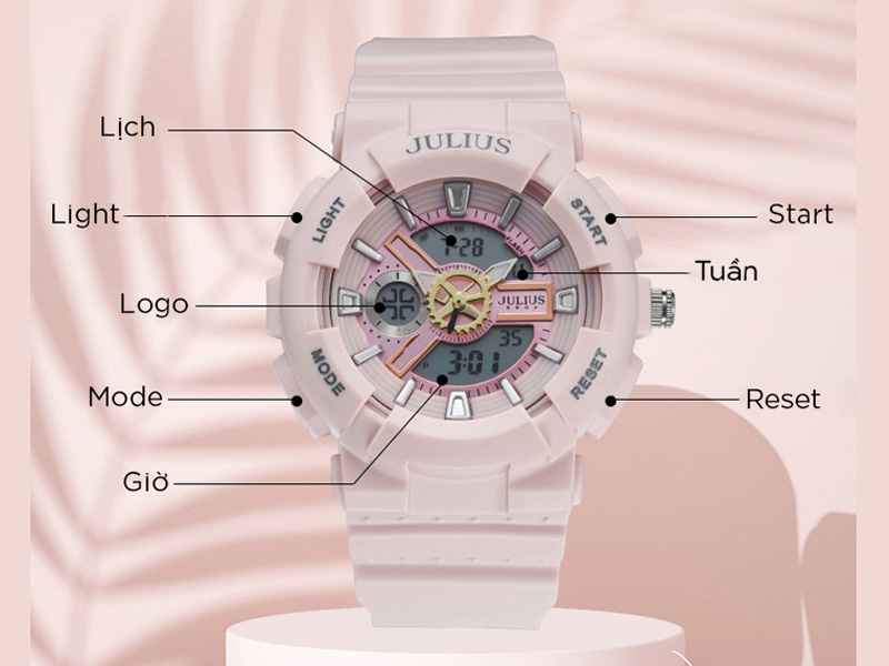 Đồng hồ nữ JA-1276 Julius Hàn Quốc thể thao chống thấm nước