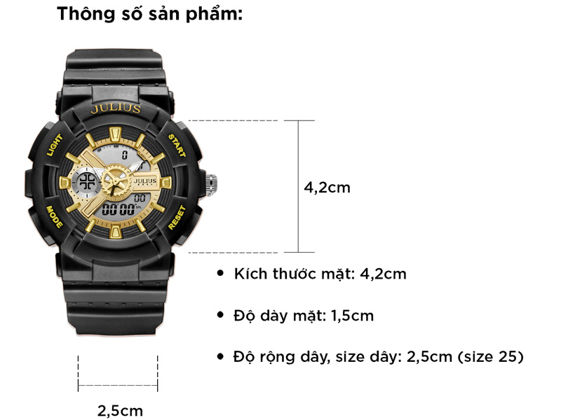 Đồng hồ nữ JA-1276 Julius Hàn Quốc thể thao chống thấm nước