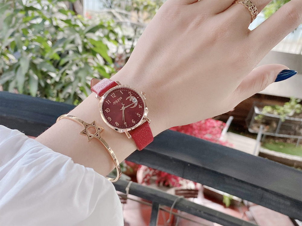 Đồng hồ nữ Julius JA-1211 Hàn Quốc dây da