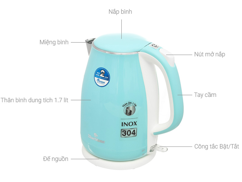 Ấm siêu tốc Bluestone KTB-3458 (1.7 lít)