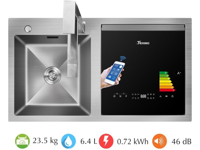 Máy rửa bát kết hợp chậu rửa Texgio TGWFS64B (5 bộ châu Âu)