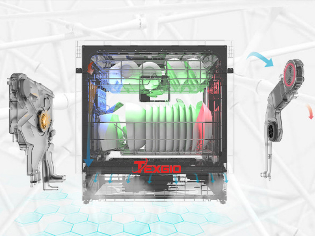 Máy rửa bát Texgio 11 bộ TGWF98SB (8 chương trình rửa, diệt khuẩn tia UV, vỏ máy inox)