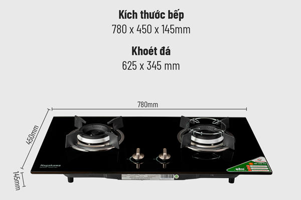 Bếp gas âm mặt kính cường lực Nagakawa NAG1751