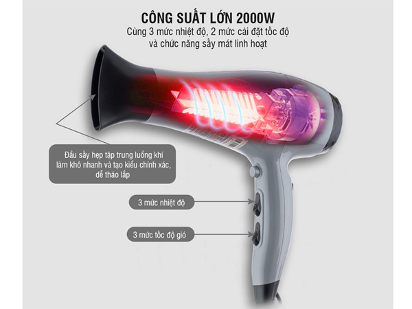 Máy sấy tóc tạo ion âm Nagakawa NAG1606 (2000W)