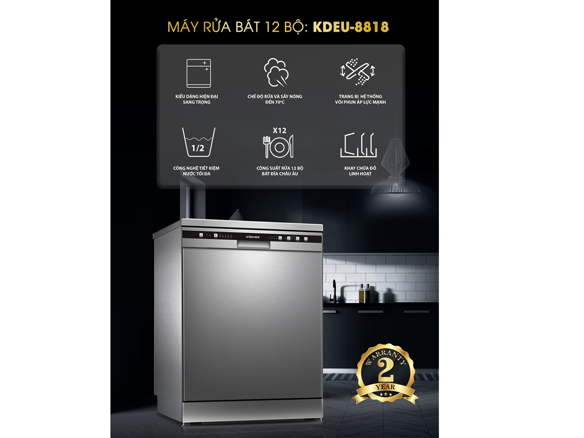 Máy rửa bát Kocher KDEU-8818 (12 bộ)