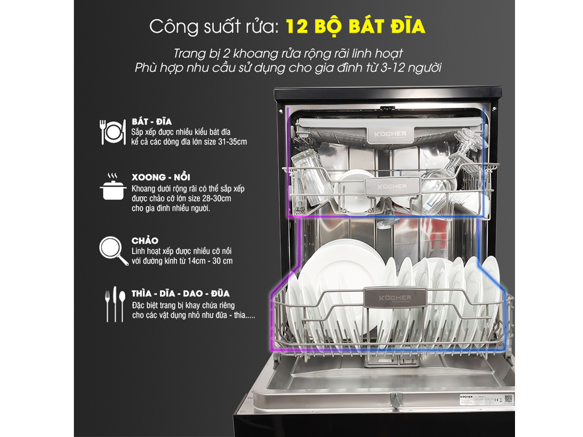 Máy rửa bát Kocher KDEU-8818 (12 bộ)