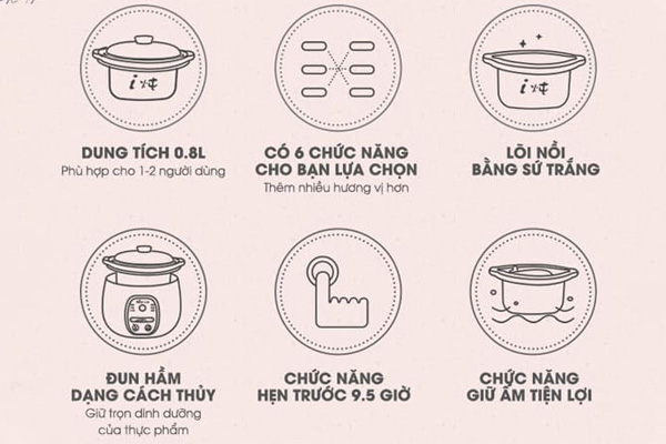 Nồi nấu chậm 0,8 lít Bear SUBE001