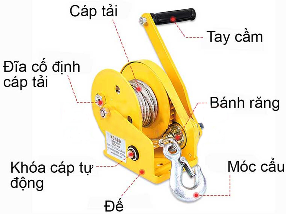 Tời quay tay Kenbo cao cấp 1200LBS 20m