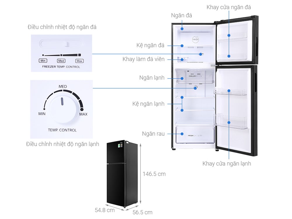 Tủ lạnh Aqua Inverter 211 lít AQR-T238FA (FB)