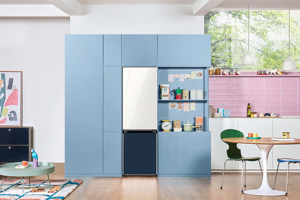 Tủ lạnh Samsung Bespoke 339 lít RB33T307029/SV (2 cửa 2 màu trắng và xanh navy)
