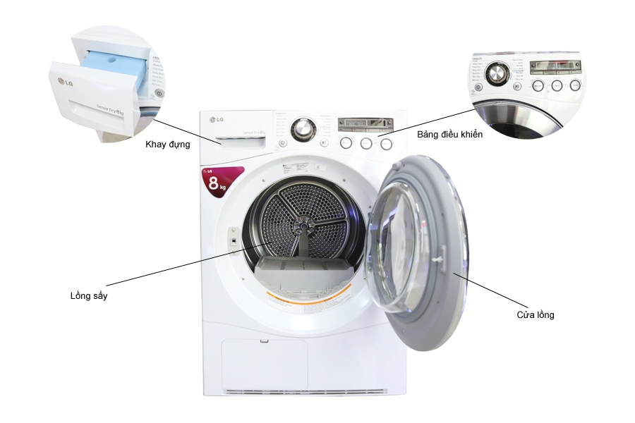 Máy sấy ngưng tụ 8kg LG DR-80BW