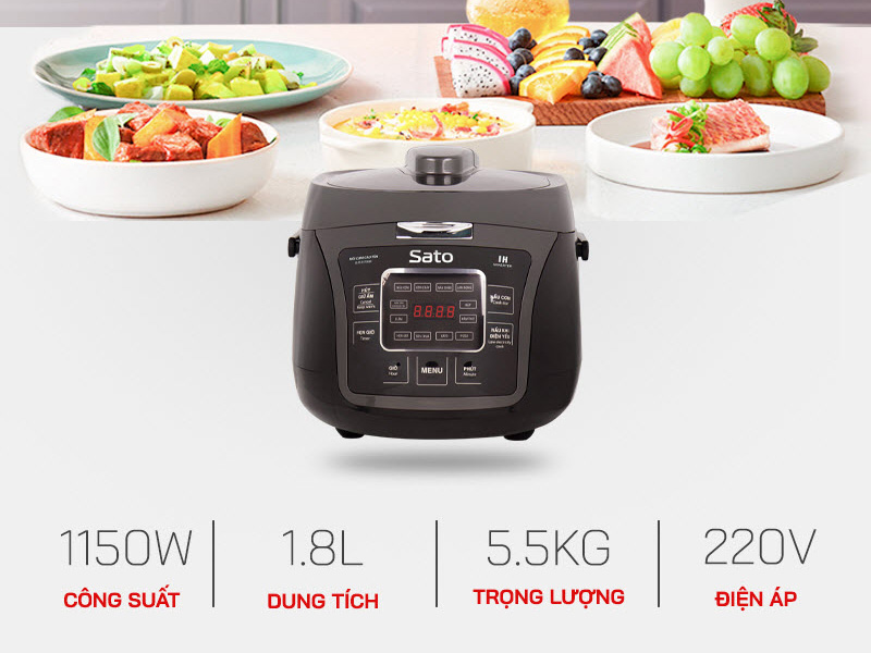 Nồi cơm điện cao tần Sato 18CT015 1.8 lít