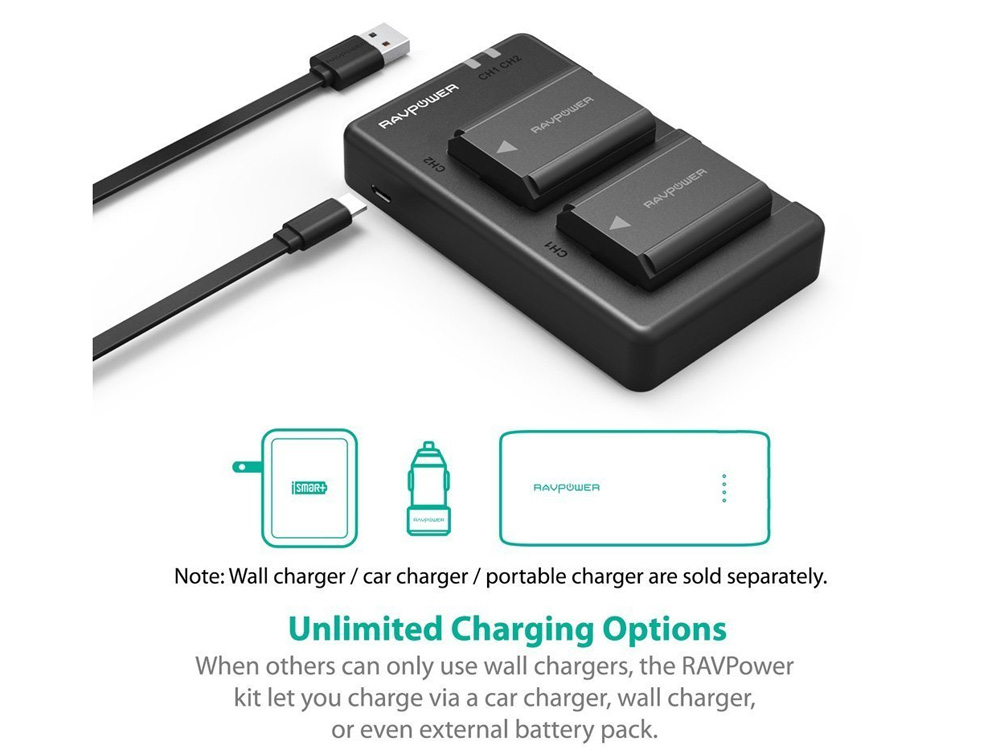 Bộ pin sạc máy ảnh Sony NP FW50 1.100mAh Ravpower RP-PB056