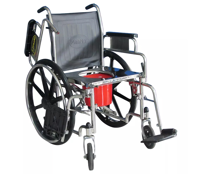 Xe lăn vệ sinh inox tay rời PN61