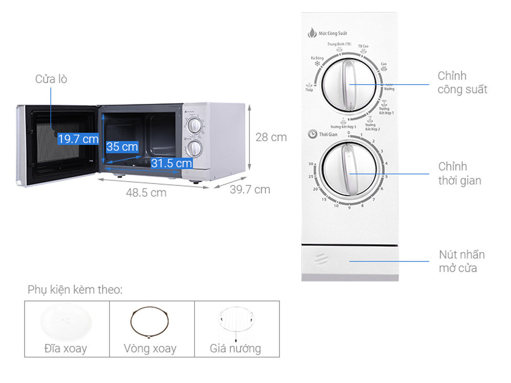 Lò vi sóng có nướng Bluestone MOB-7741 (25 lít)