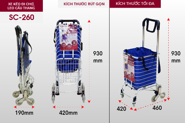 Xe kéo đi chợ, leo cầu thang Fujihome SC-260