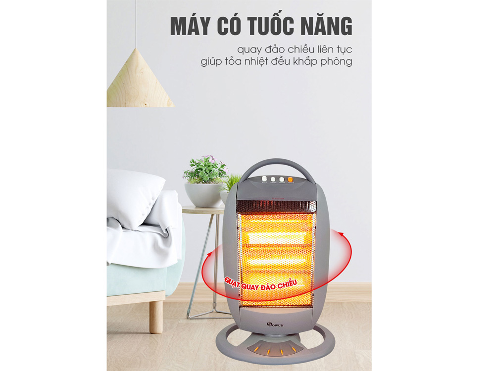 Máy sưởi điện 3 bóng Halogen Sowun SW 831