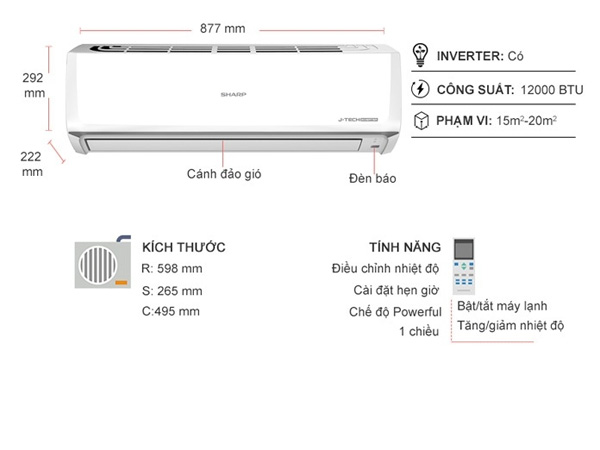 Máy lạnh Sharp Inverter 12.000BTU AH-X13ZW