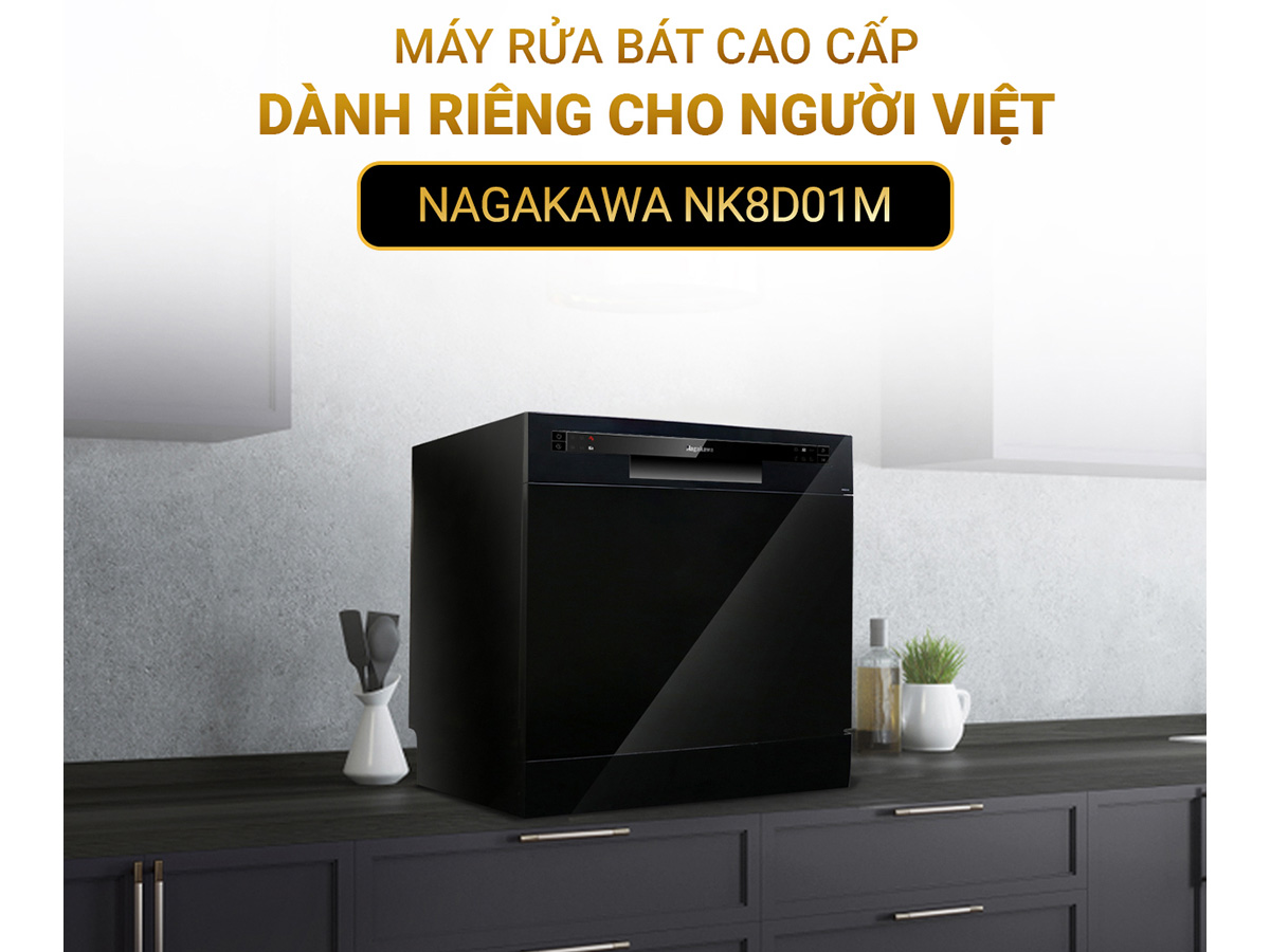 Máy rửa bát 8 bộ cao cấp Nagakawa NAG NK8D01M