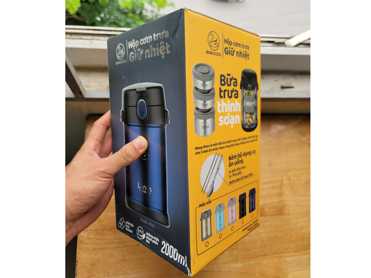 Hộp cơm giữ nhiệt 2GOOD Lunch Box HC01 (2 lít) - Kèm muỗng và đũa inox 304